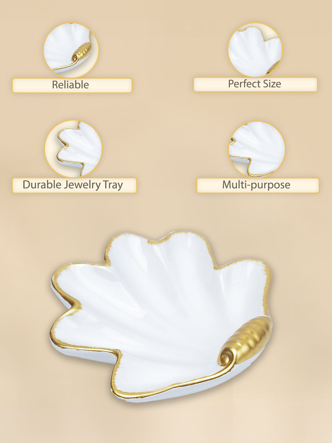 White Ceramic Leaf Jewllery Tray Organizer