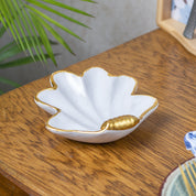White Ceramic Leaf Jewllery Tray Organizer