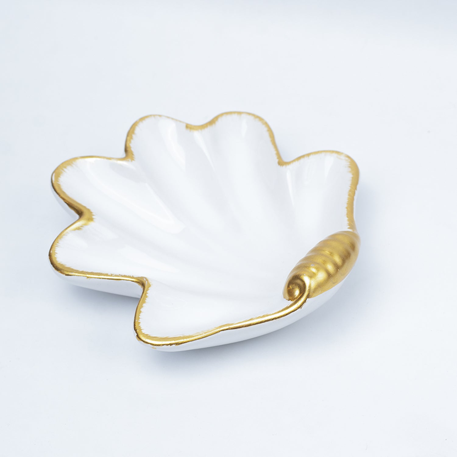 White Ceramic Leaf Jewllery Tray Organizer