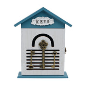 Blue & White Wood House Key Organizer Box