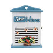 Blue & White Wood House Shaped Key Box Organiser
