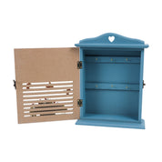 Blue & White Wood House Shaped Key Box Organiser