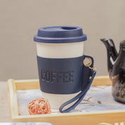 Black Ceramic Sipper - Leather Grip, 350 Ml