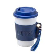 Black Ceramic Sipper - Leather Grip, 350 Ml