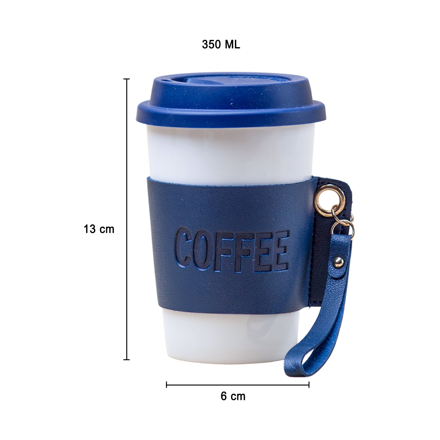 Black Ceramic Sipper - Leather Grip, 350 Ml