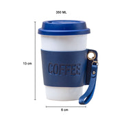 Black Ceramic Sipper - Leather Grip, 350 Ml