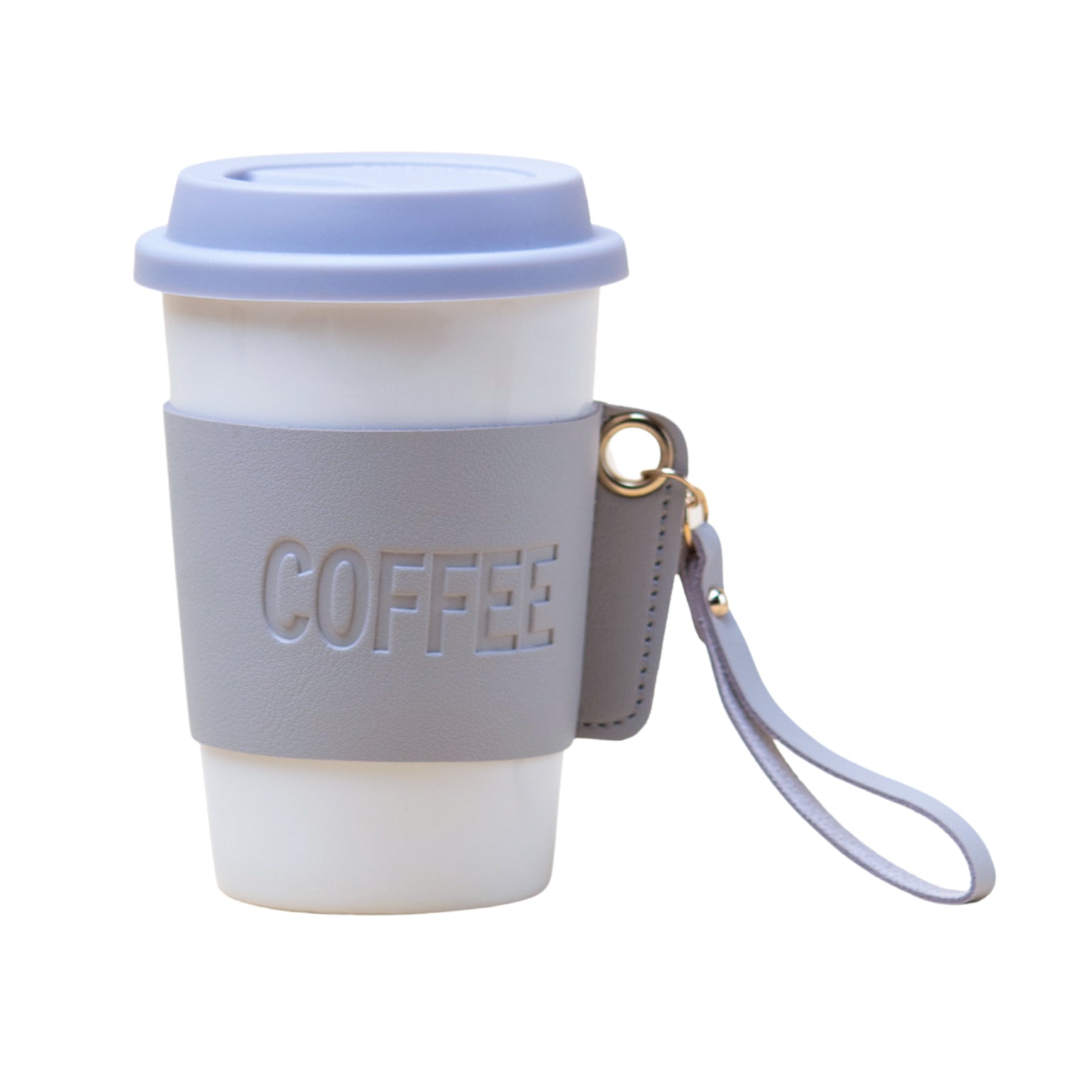 Grey Ceramic Sipper - Leather Grip, 350 Ml