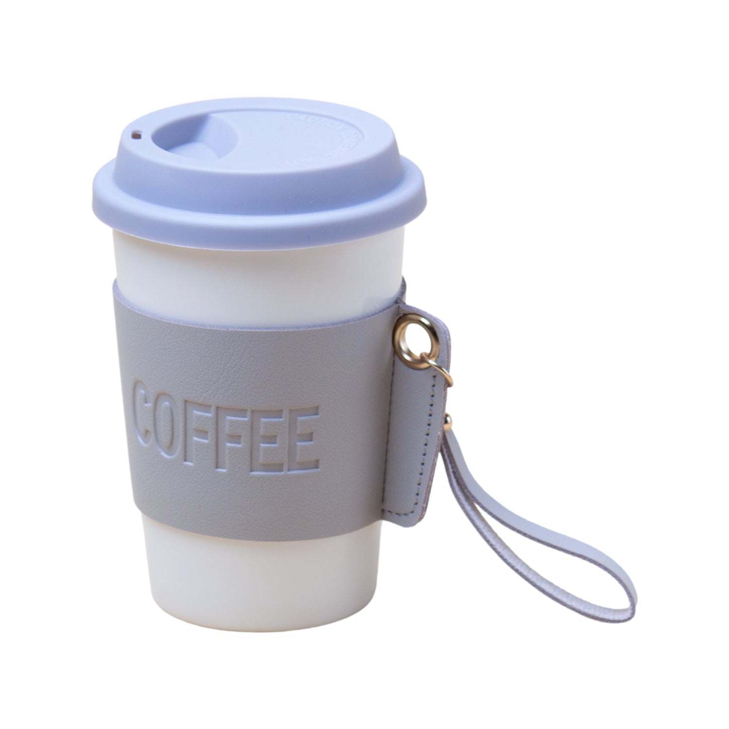 Grey Ceramic Sipper - Leather Grip, 350 Ml