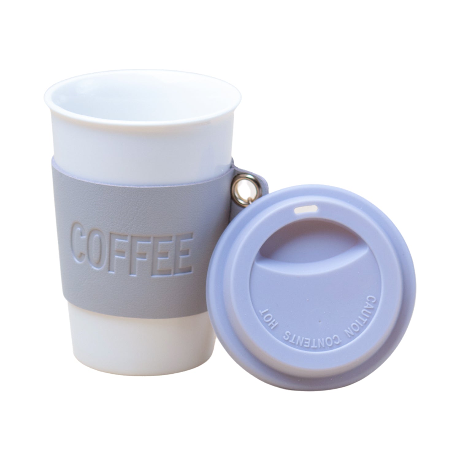 Grey Ceramic Sipper - Leather Grip, 350 Ml