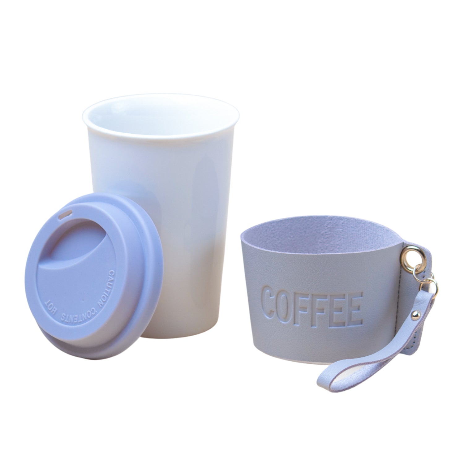 Grey Ceramic Sipper - Leather Grip, 350 Ml