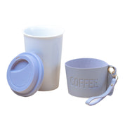 Grey Ceramic Sipper - Leather Grip, 350 Ml