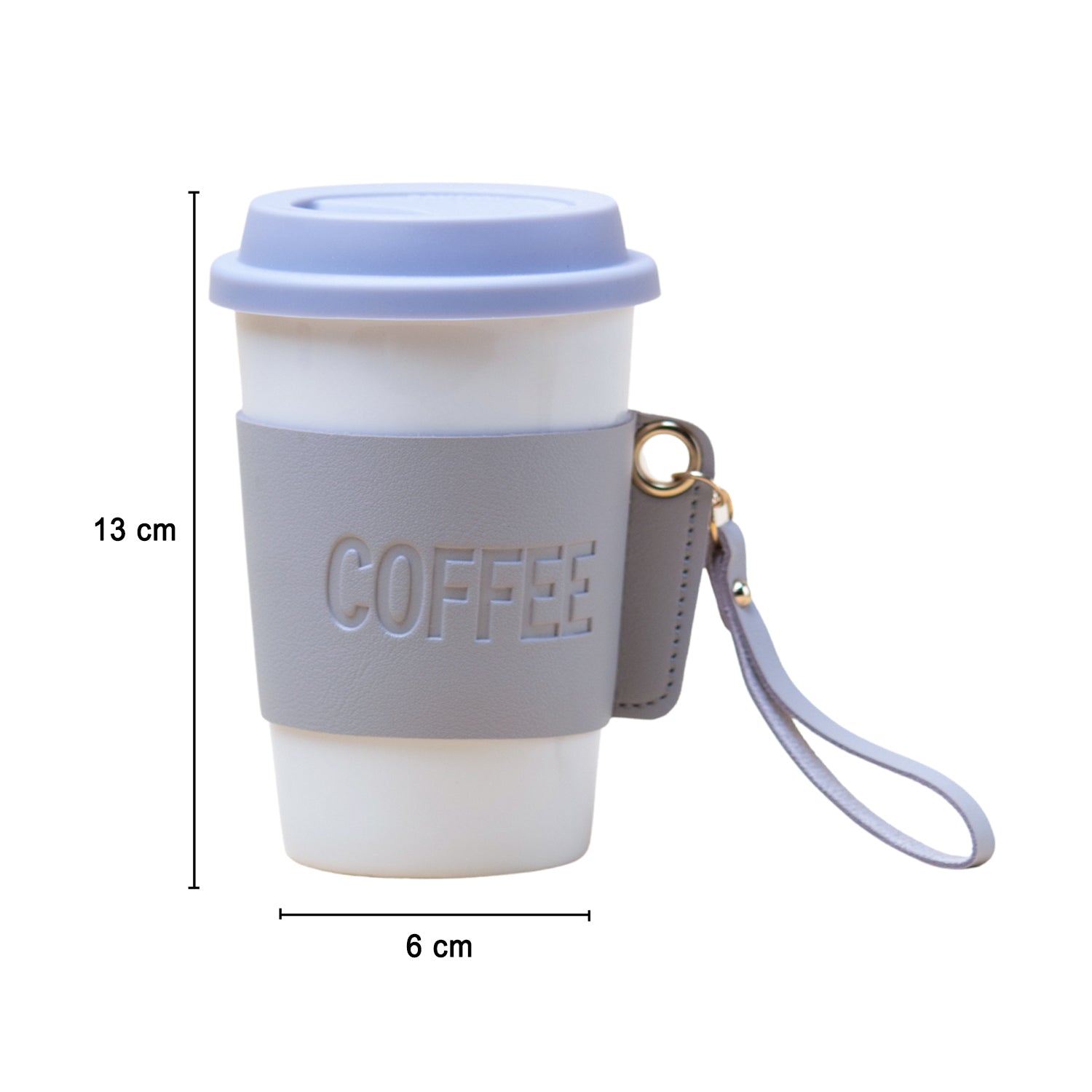 Grey Ceramic Sipper - Leather Grip, 350 Ml
