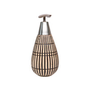 Brown Ceramic Pear Shape Soap Dispenser - Ribbed Pattern, Bath Accessories