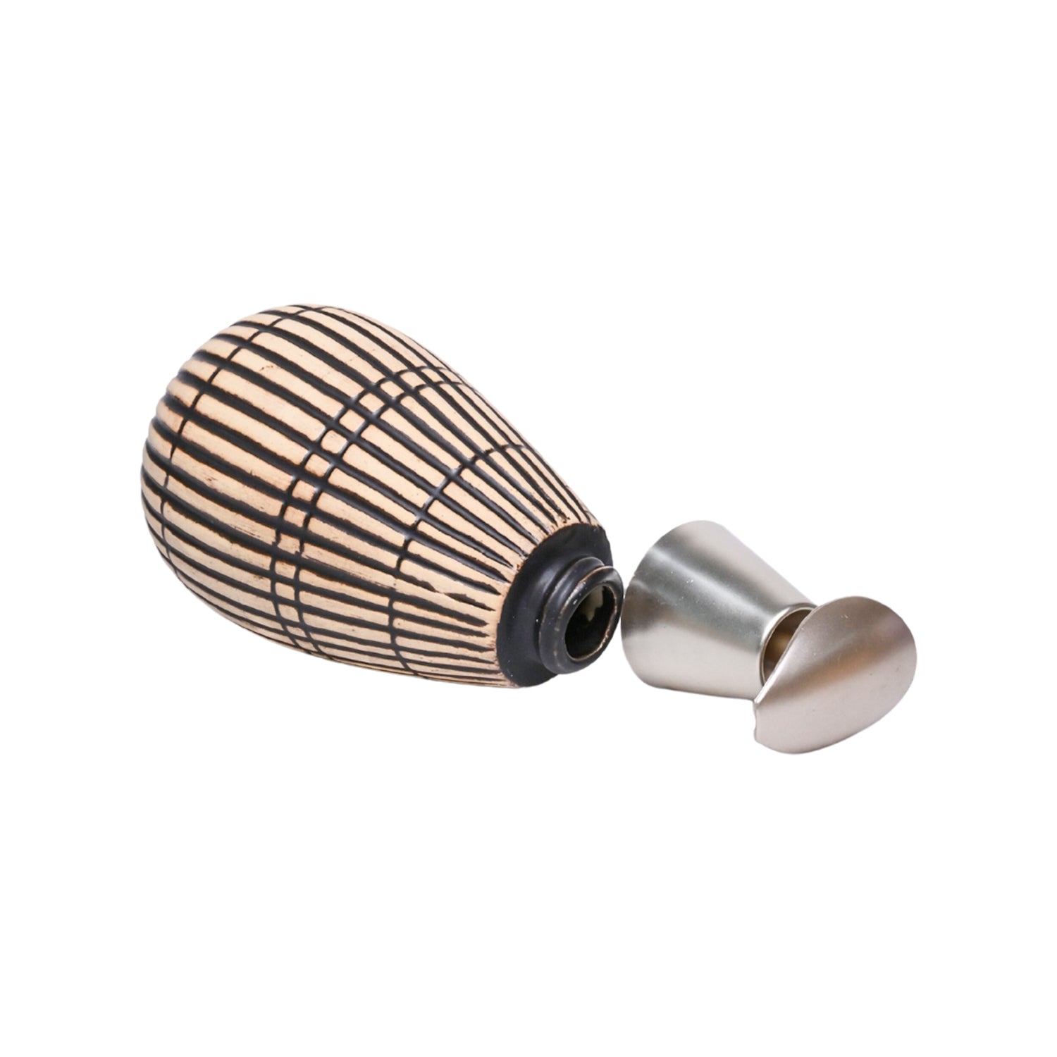 Brown Ceramic Pear Shape Soap Dispenser - Ribbed Pattern, Bath Accessories
