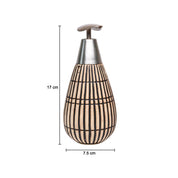 Brown Ceramic Pear Shape Soap Dispenser - Ribbed Pattern, Bath Accessories