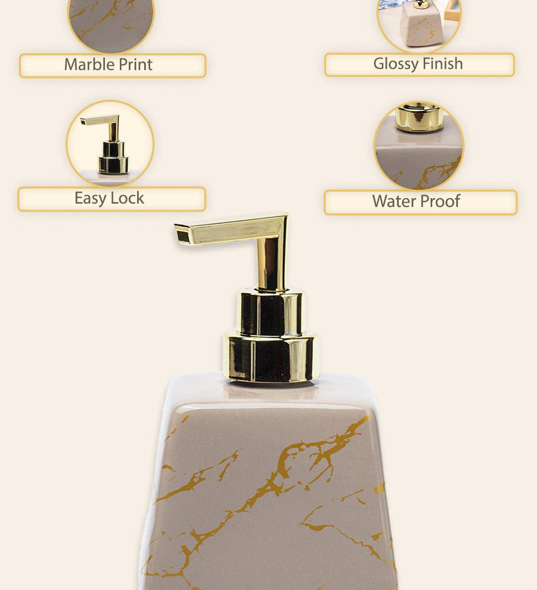 Brown Ceramic Soap Dispenser - Stone Finish, Bath Accessories - MARKET99