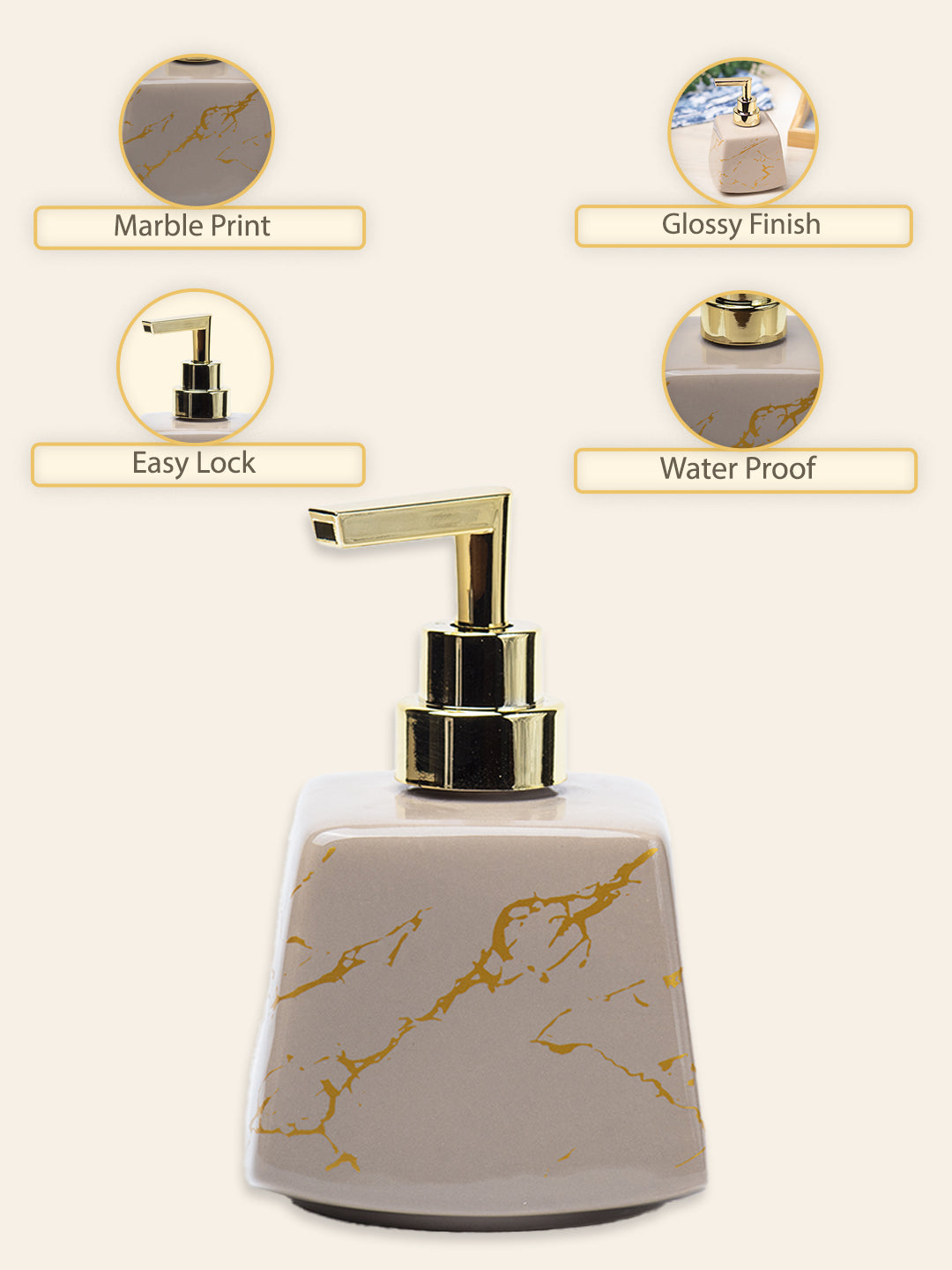 Brown Ceramic Soap Dispenser - Stone Finish, Bath Accessories - MARKET99