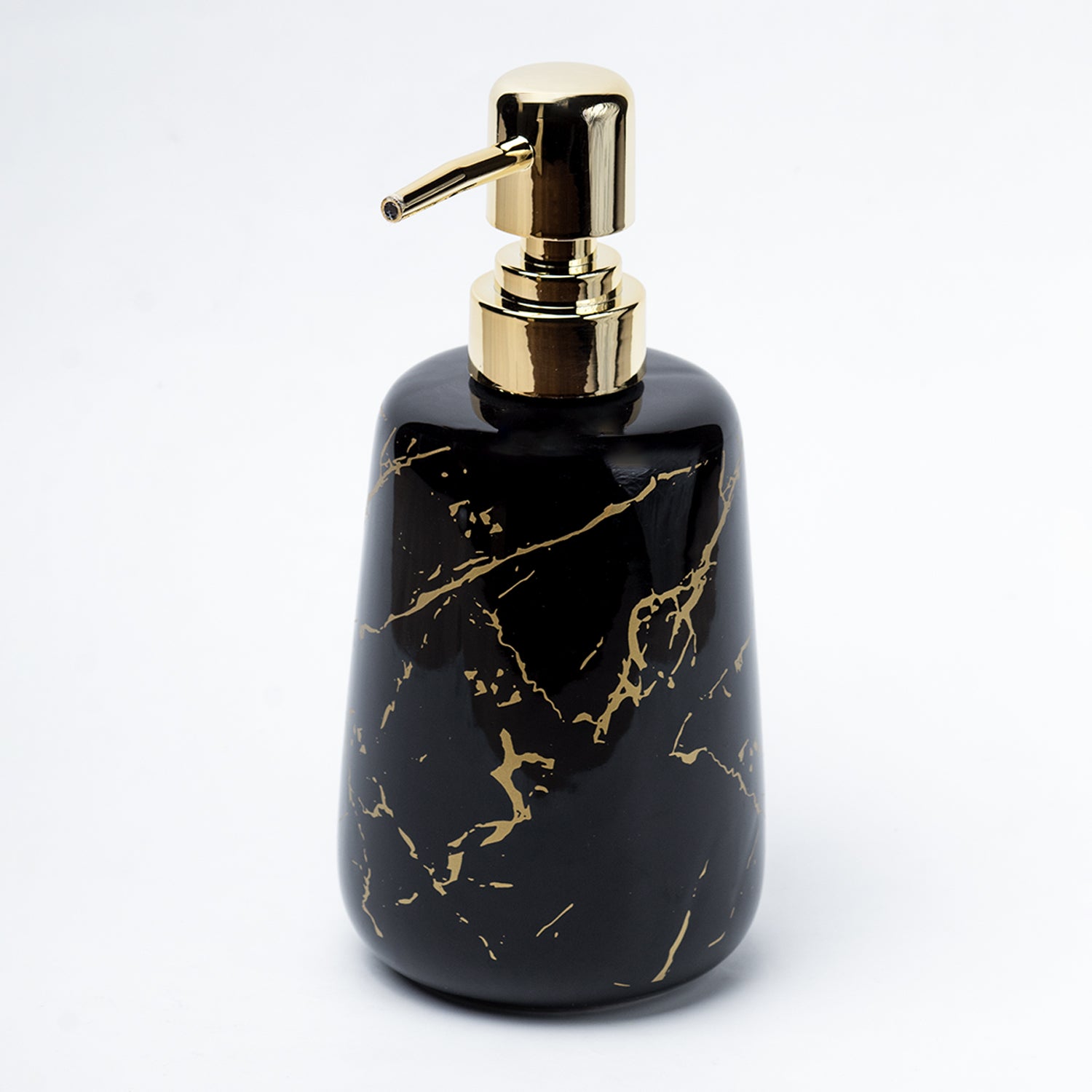 Black Ceramic Liquid Soap Dispenser - Stone Finish, Bath Accessories