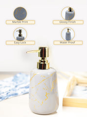 Grey Ceramic Liquid Soap Dispenser - Stone Finish, Bath Accessories - MARKET99