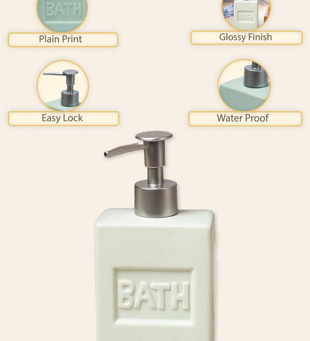 Green Ceramic Liquid Soap Dispenser - Plain, Bath Accessories - MARKET99
