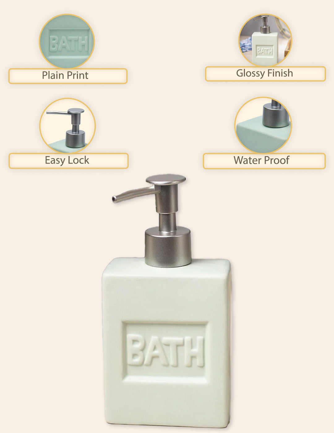 Green Ceramic Liquid Soap Dispenser - Plain, Bath Accessories - MARKET99