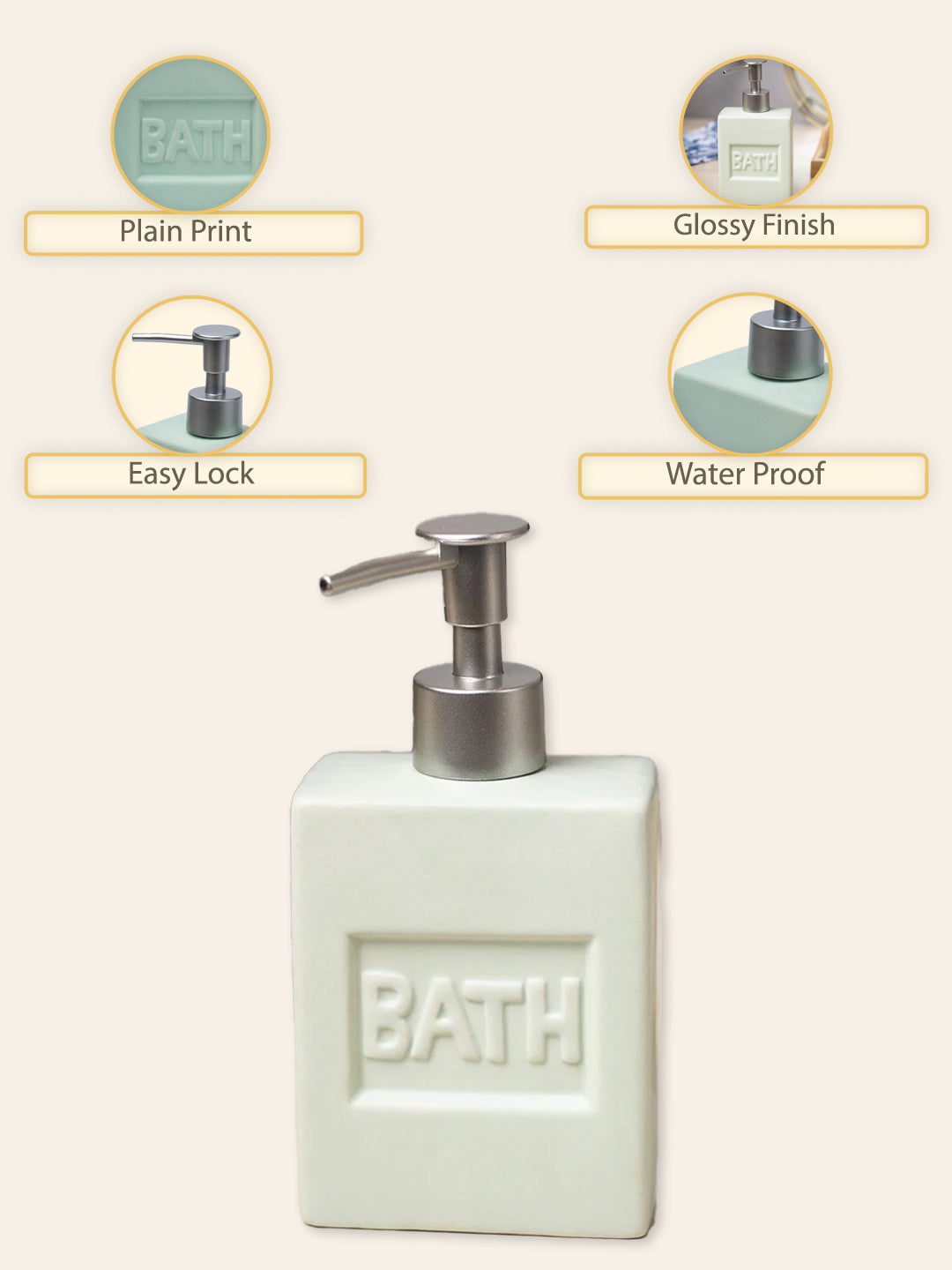 Green Ceramic Liquid Soap Dispenser - Plain, Bath Accessories - MARKET99