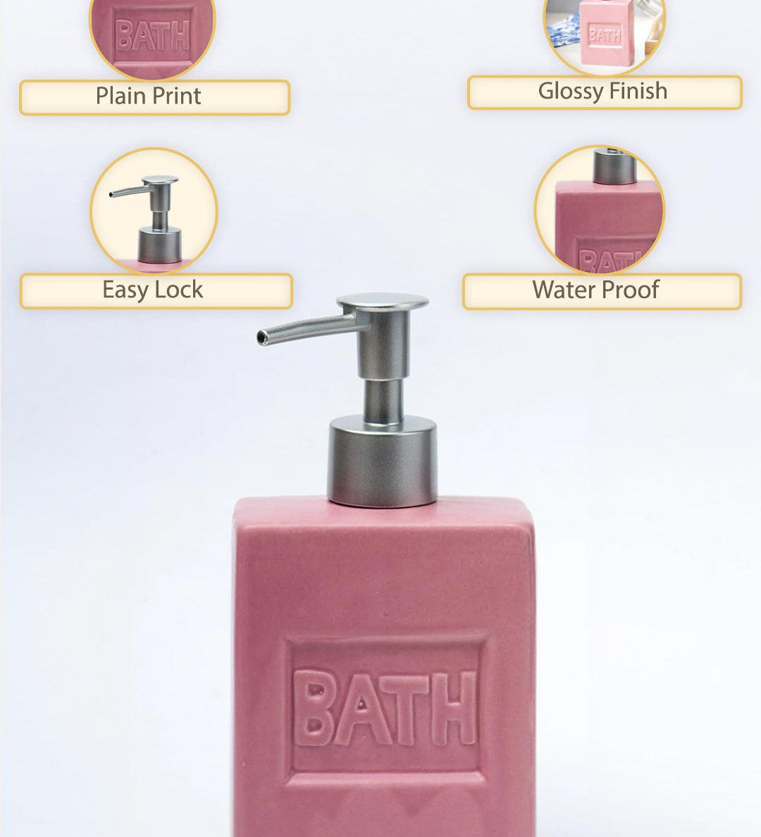 Maroon Ceramic Liquid Soap Dispenser - Plain, Bath Accessories - MARKET99