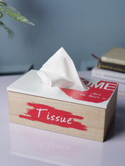 Exquisite White & Red Tissue Holder Box For Home