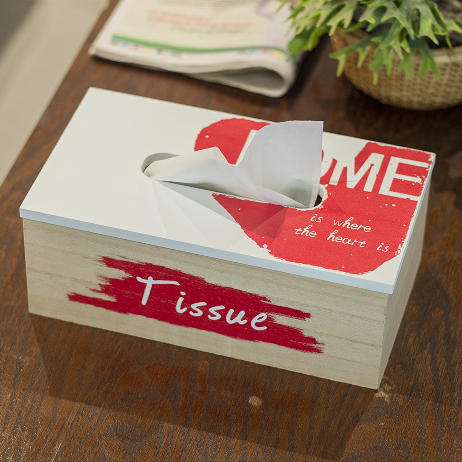 Exquisite White & Red Tissue Holder Box For Home