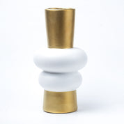 Stylish Ceramic Vase - White & Golden, Contemporary Design