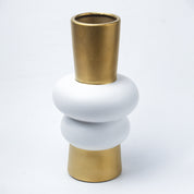 Stylish Ceramic Vase - White & Golden, Contemporary Design
