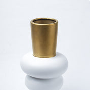 Stylish Ceramic Vase - White & Golden, Contemporary Design