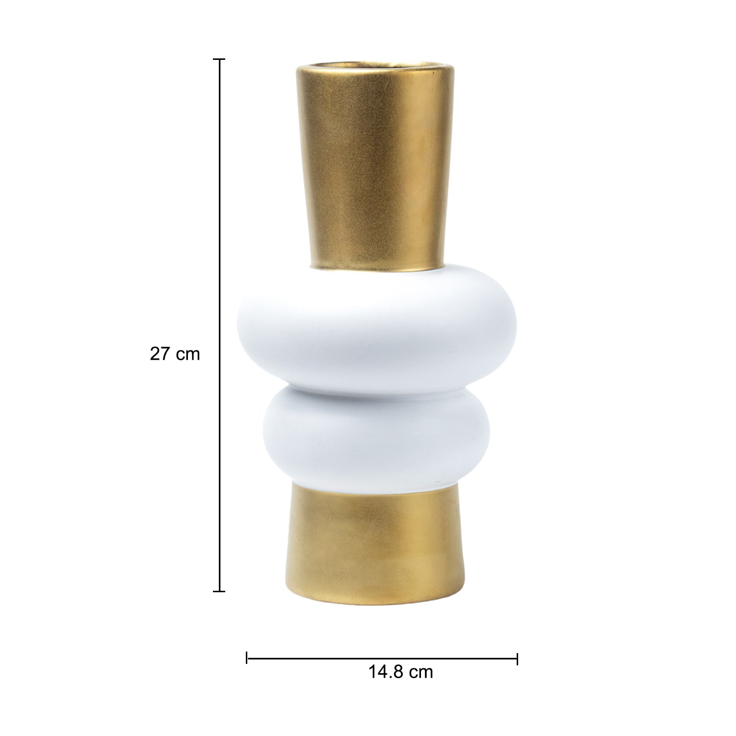 Stylish Ceramic Vase - White & Golden, Contemporary Design