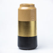 Stylish Ceramic Vase - Wooden, White & Golden, Contemporary Design