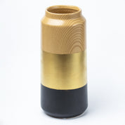 Stylish Ceramic Vase - Wooden, White & Golden, Contemporary Design