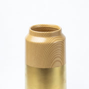 Stylish Ceramic Vase - Wooden, White & Golden, Contemporary Design