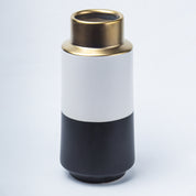 Stylish Ceramic Vase - Golden, White & Black, Contemporary Design