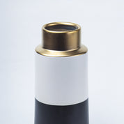 Stylish Ceramic Vase - Golden, White & Black, Contemporary Design