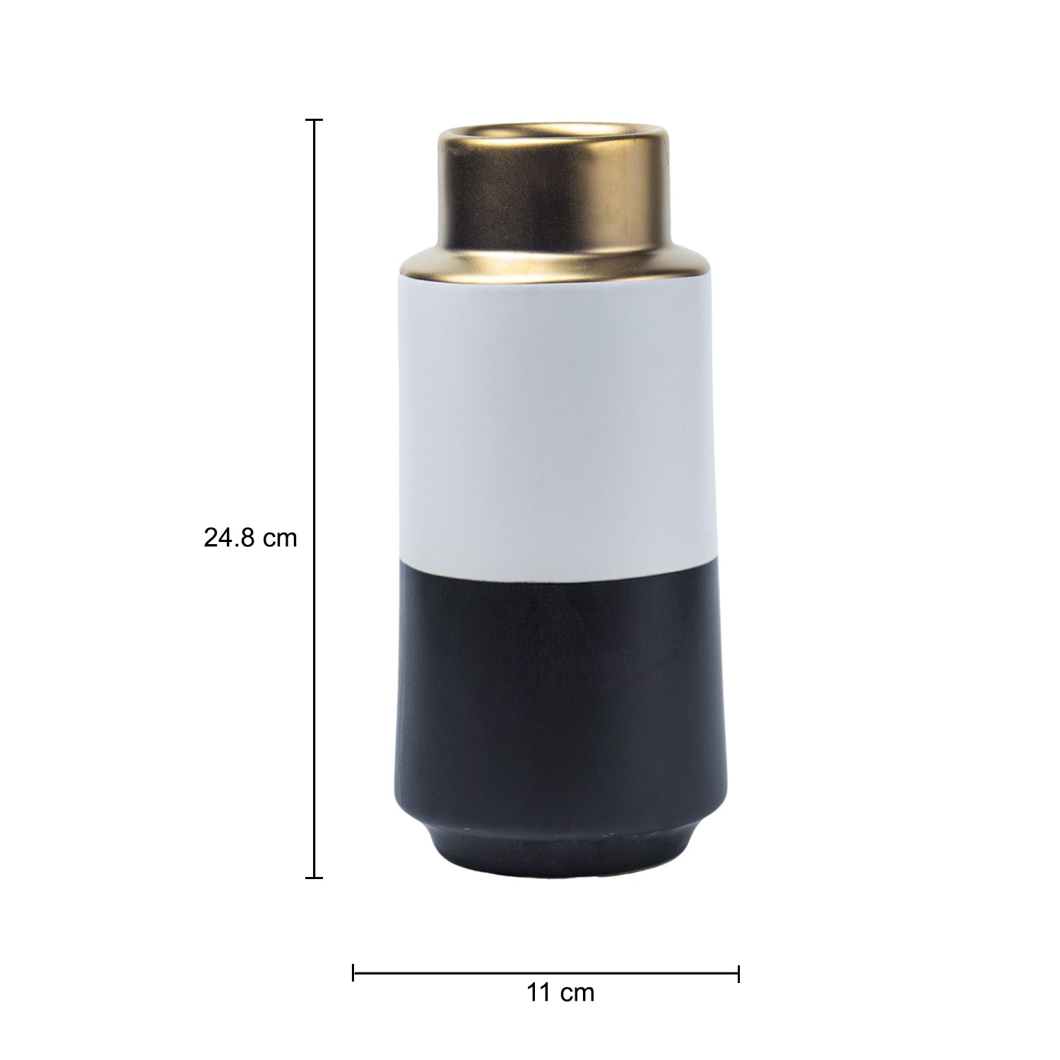 Stylish Ceramic Vase - Golden, White & Black, Contemporary Design