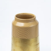 Stylish Ceramic Flower Holder Vase - Wooden, White & Golden