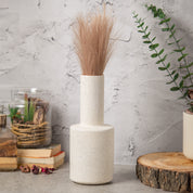 Stylish Flower Holder Vase - Off White, Stone Finish
