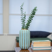 Emrald Ceramic Vase Ribbed Design, Flower Holder