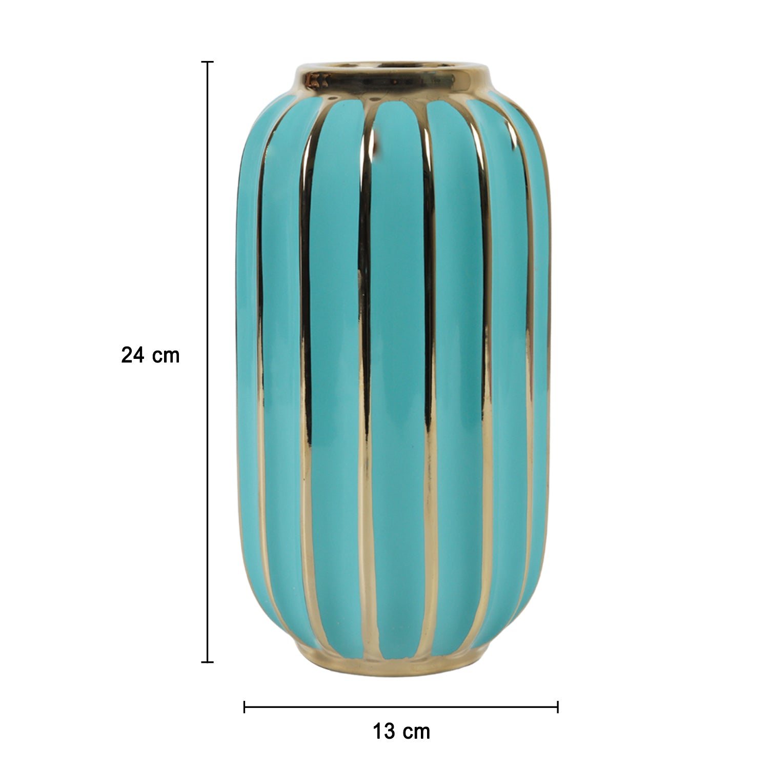 Emrald Ceramic Vase Ribbed Design, Flower Holder