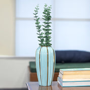 Emrald Ceramic Vase - Ribbed Design, Flower Holder