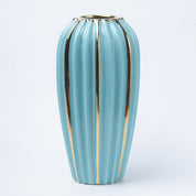 Emrald Ceramic Vase - Ribbed Design, Flower Holder