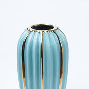 Emrald Ceramic Vase - Ribbed Design, Flower Holder