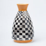 Black & White Ceramic Curvy Vase - Checks, Flower Holder