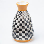 Black & White Ceramic Curvy Vase - Checks, Flower Holder