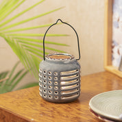 Blue Ceramic T-Lite Holder - Slotted Pattern, Flower Holder