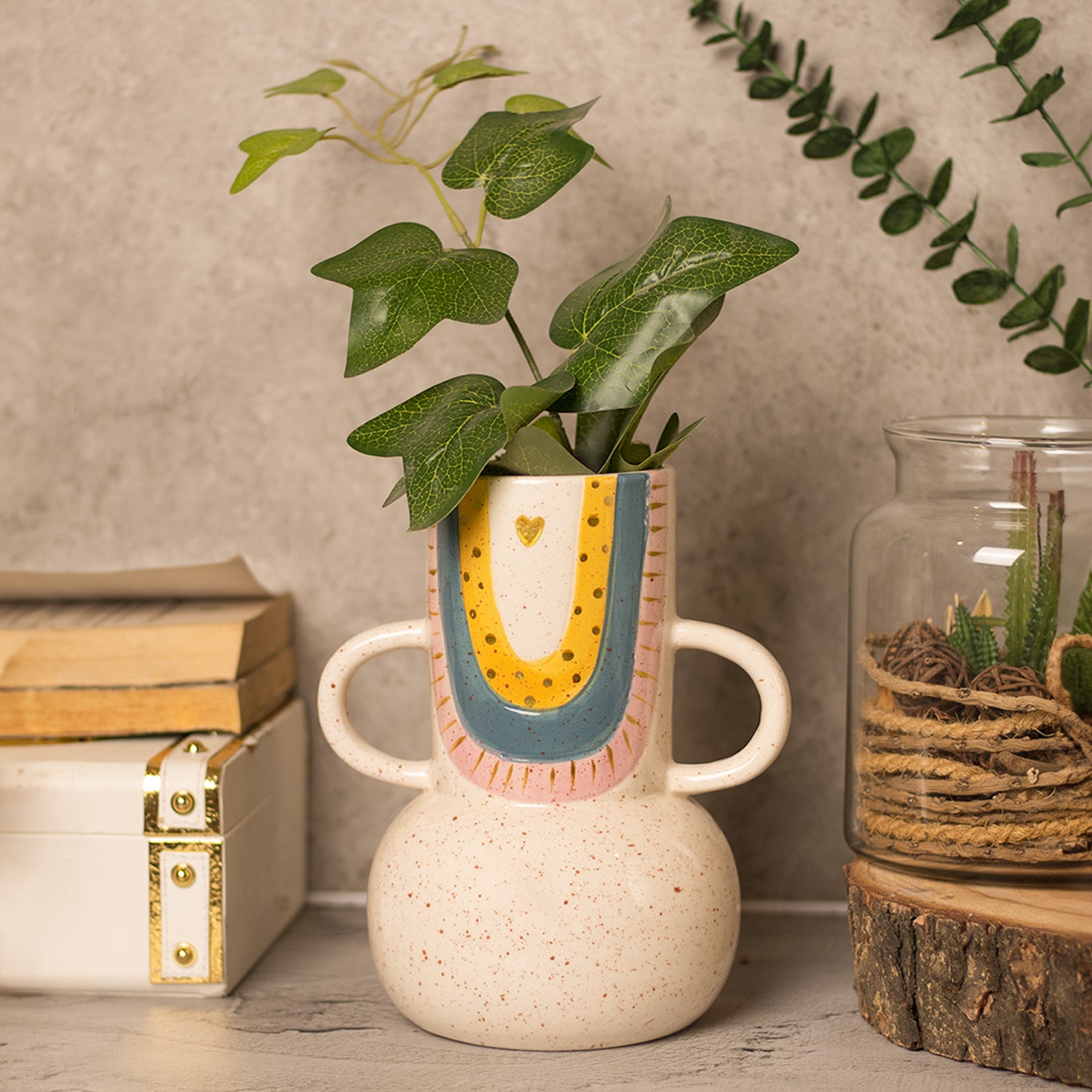 Multicolor Ceramic Vase - Antique Design, Flower Holder